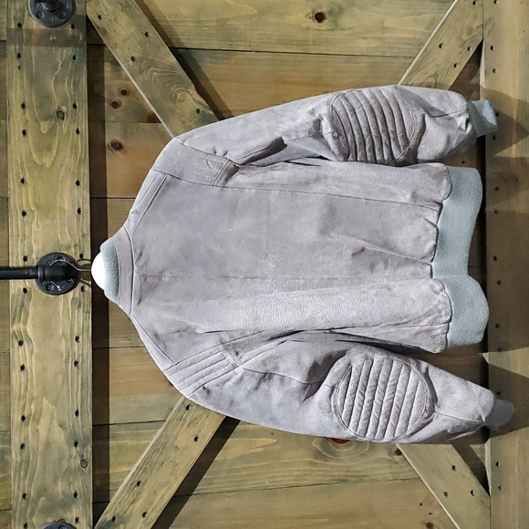 VINTAGE 80S 90S SERGIO VALENTE GENUINE LEATHER SUEDE BOMBER JACKET GRAY - Picture 2 of 11